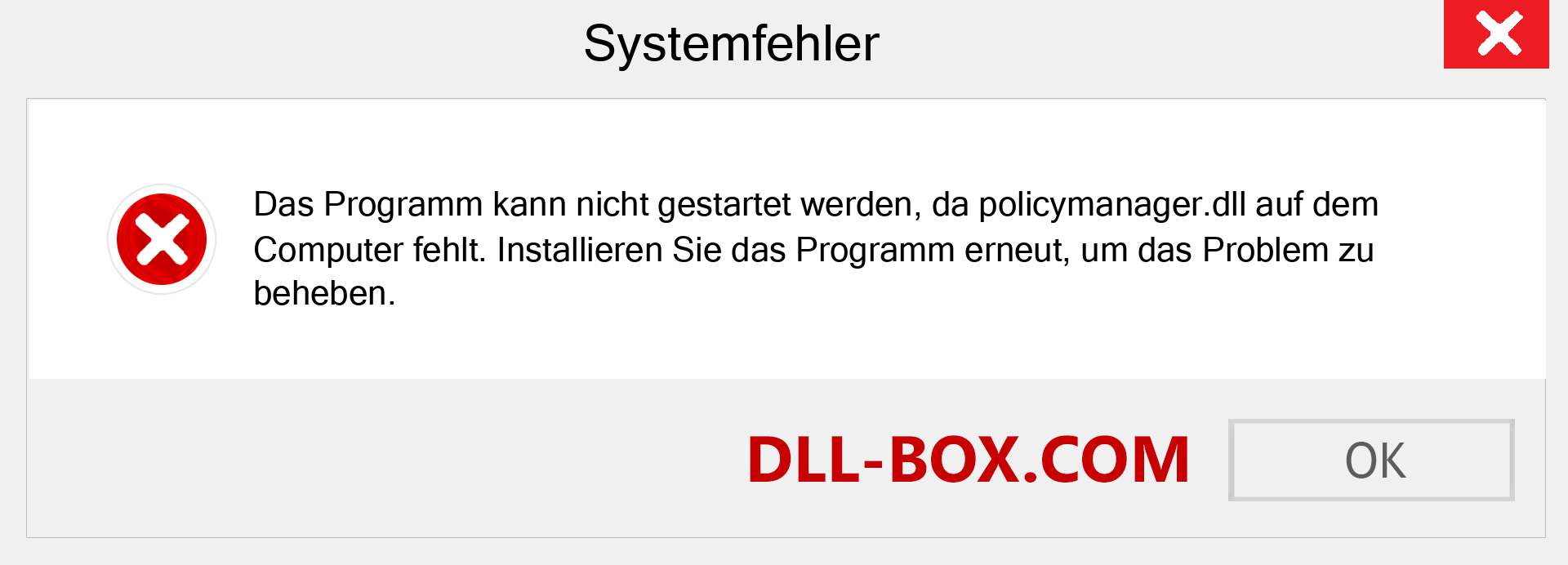 policymanager.dll-Datei fehlt?. Download für Windows 7, 8, 10 - Fix policymanager dll Missing Error unter Windows, Fotos, Bildern