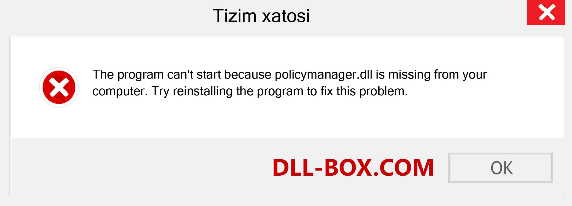 policymanager.dll fayli yo'qolganmi?. Windows 7, 8, 10 uchun yuklab olish - Windowsda policymanager dll etishmayotgan xatoni tuzating, rasmlar, rasmlar